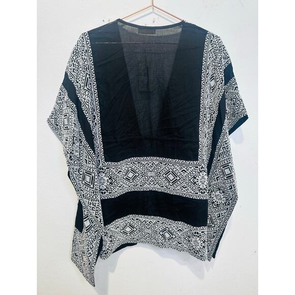 NWT RAMY BROOK Black White Tie Front Tassels Samira Mini Beachy Coverup Size XXS - Picture 3 of 11